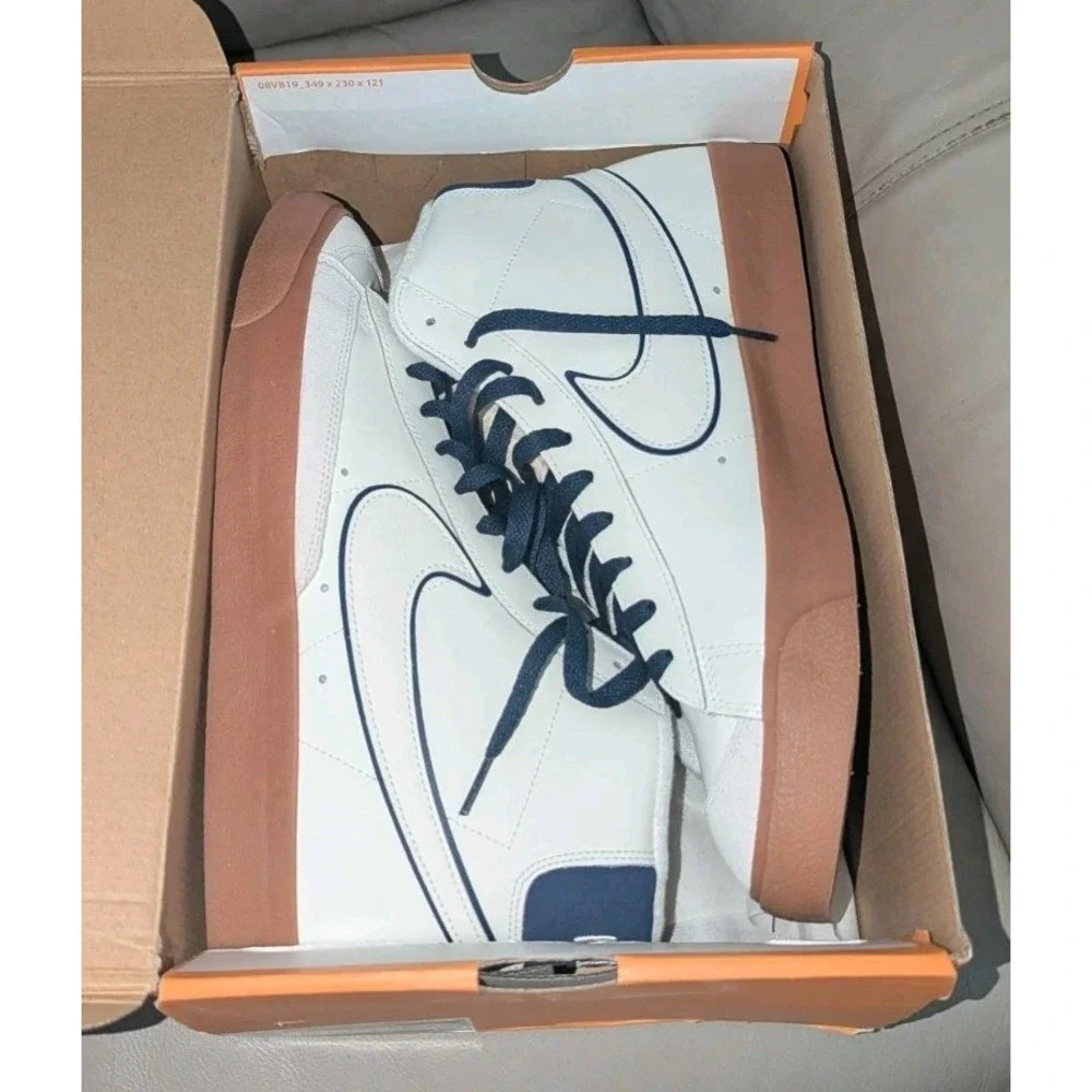 Nike Blazer Mid '77 Premium Mens Sz 14 Sail Navy Gum Sneakers DQ7672-100 NEW NIB